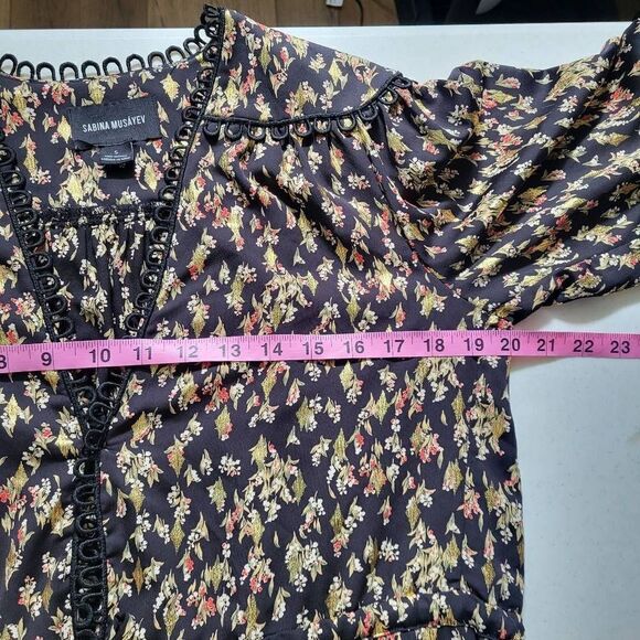 Sabina Musayev Revolve Womens S Mini Dress Floral Plunge Neckline Bell Sleeves - Picture 8 of 12